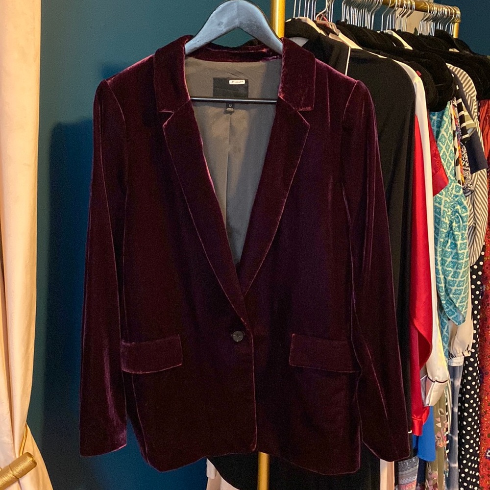 Burgundy Velvet Blazer